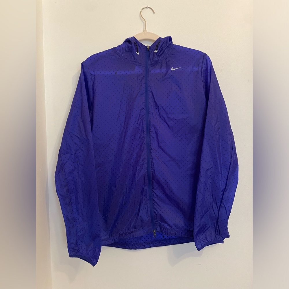 Reflective Blue and black polka dot Lightweight nike running zip up jacket!